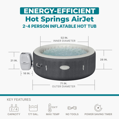 SaluSpa Hot Springs Energy-Efficient AirJet 2-4 Person Inflatable Hot