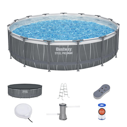 Bestway Steel Pro MAX 15' x 42" Round Above Ground Pool Set with LED L