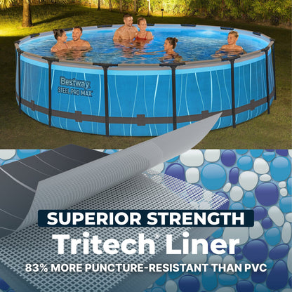 Bestway Steel Pro MAX 15' x 42" Round Above Ground Pool Set with LED L
