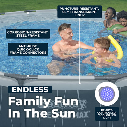 Bestway Steel Pro MAX 15' x 42" Round Above Ground Pool Set with LED L