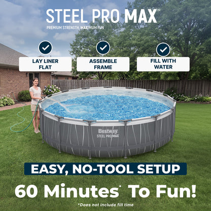Bestway Steel Pro MAX 15' x 42" Round Above Ground Pool Set with LED L