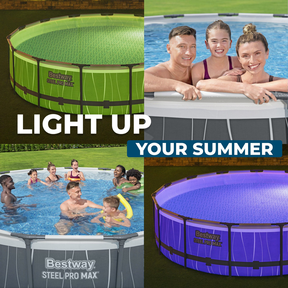 Bestway Steel Pro MAX 15' x 42" Round Above Ground Pool Set with LED L