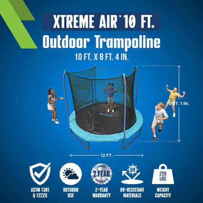 Bestway Xtreme Air 10 ft Outdoor Trampoline for Kids & Adults, No-Gap
