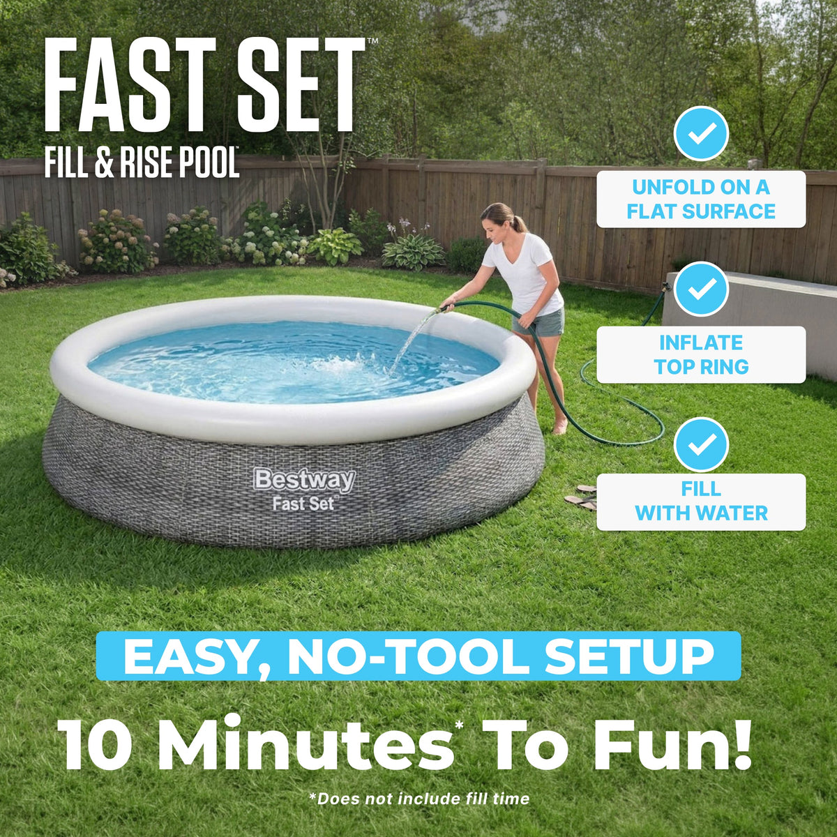 Bestway Fast Set 12’ x 30” Inflatable Round Soft Sided Above Ground Po